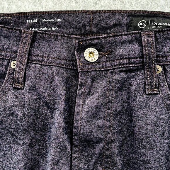 AG Adriano Goldschmied Tellis Modern Slim Sueded Sateen Pants Black Size 32x34 - Picture 6 of 16